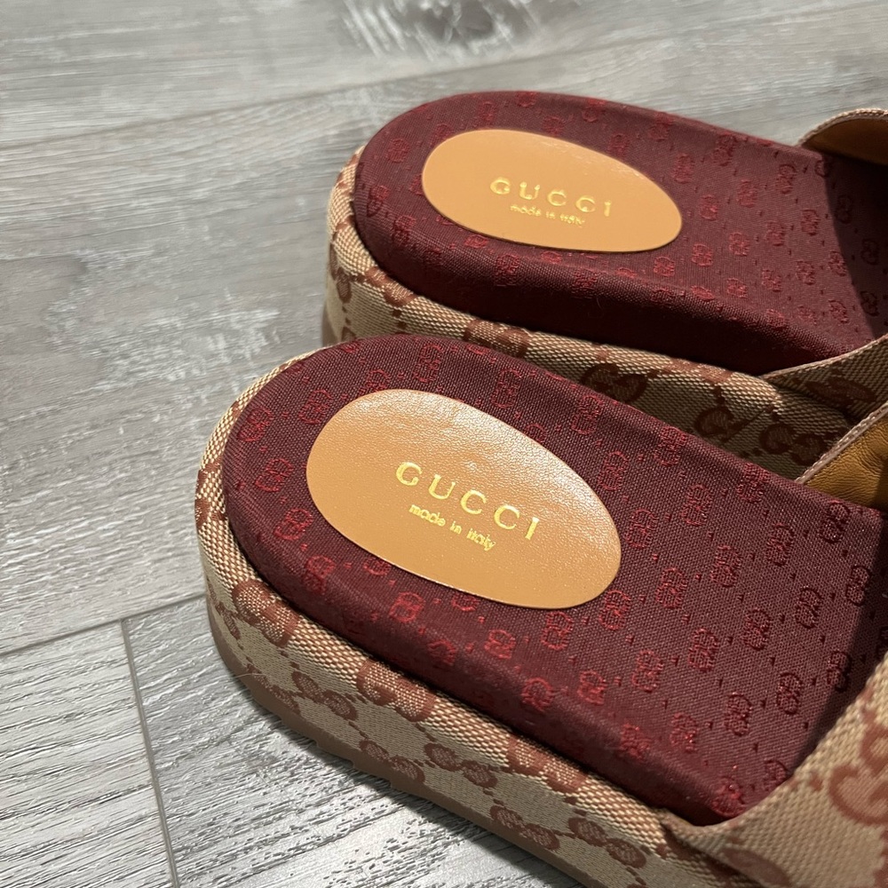 NEW UNWORN Gucci Angelina Supreme GG Platform Slide Sandals size 36/6 AUTHENTIC